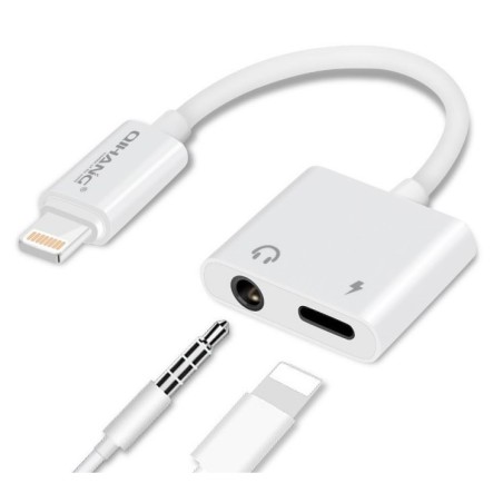 Adaptateur 2 Lightning 1 Jack Blanc