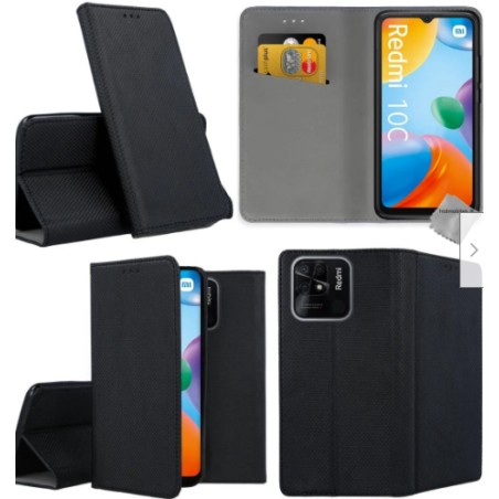 Pochette et verre trempé Xiaomi Redmi 10c Noir
