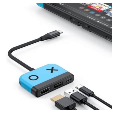 Dock 3en1 pour Nintendo Switch OLED Bleu