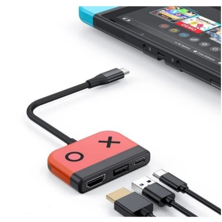 Dock 3en1 pour Nintendo Switch OLED Rouge