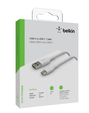 Câble BELKIN Tressé USB à Type-C 1m Blanc
