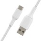 Câble BELKIN Tressé USB à Type-C 2m Blanc