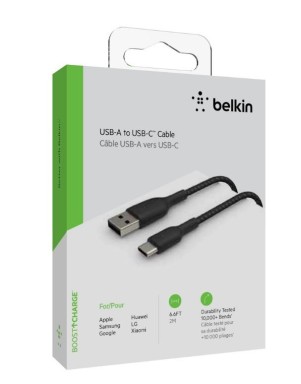 Câble BELKIN Tressé USB à Type-C 2m Noir