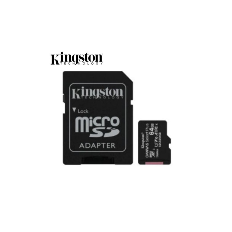 KINGSTON Canvas Select Plus microSD 64Go + Adaptateur