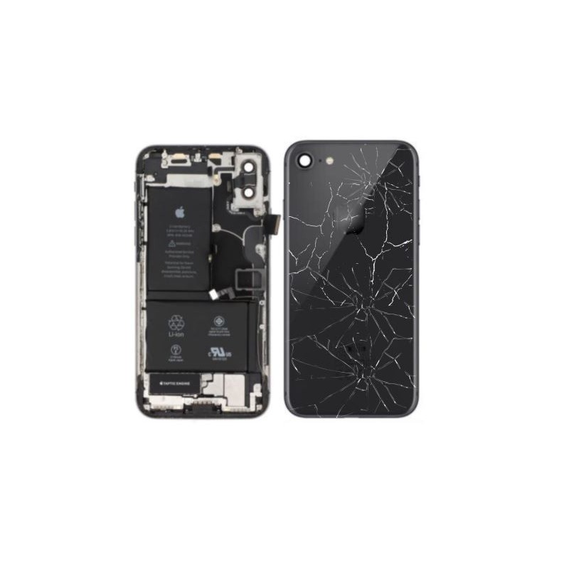 Châssis complet avec batterie APPLE Occasion Vitre "cassée"- Grade A/B- iPhone 8 / SE 2020 Noir