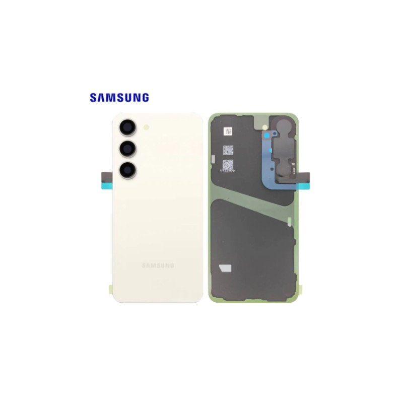 Vitre Arrière Samsung Galaxy S23 Occasion - GRADE A - (S911B) Crème + Colle B7000 15ml
