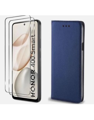 Pochette pour Honor 400 Smart Bleue + 2x verres trempés