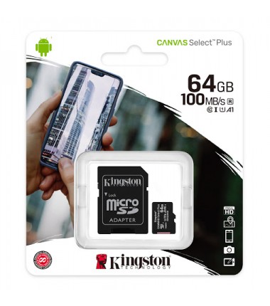 KINGSTON Canvas Select Plus microSD 64Go + Adaptateur