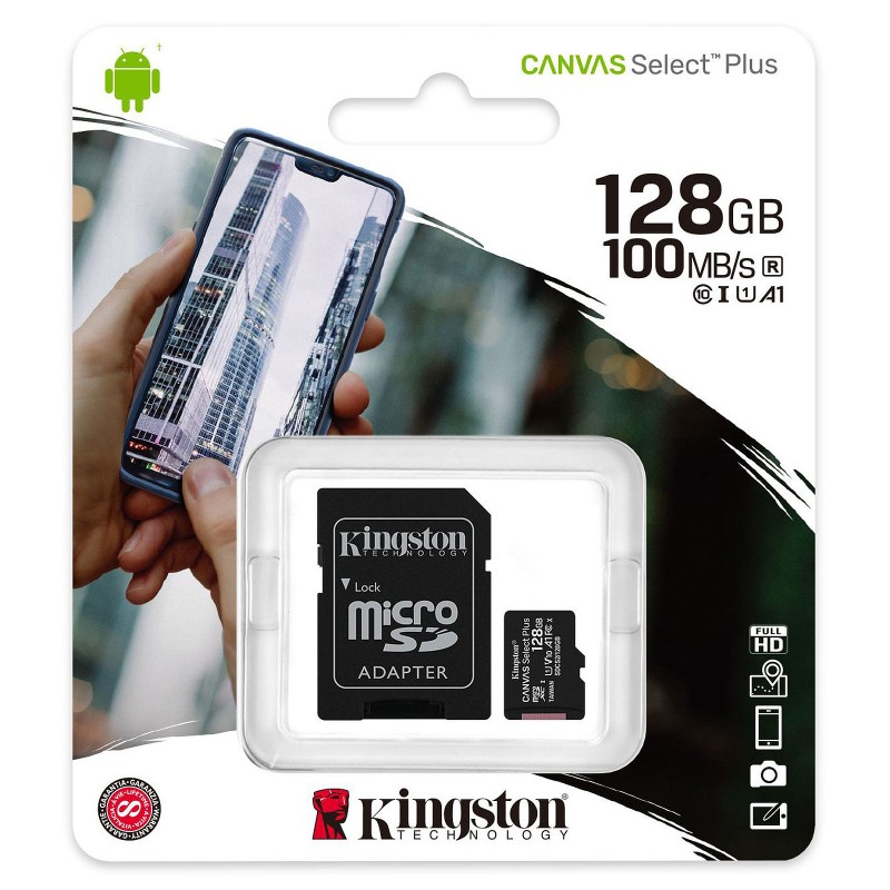 KINGSTON Canvas Select Plus microSD 128Go + Adaptateur